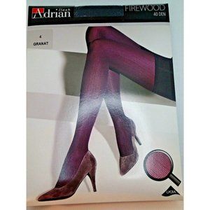 Dark Purple Tights Ribbed Chevron Patterned Semi